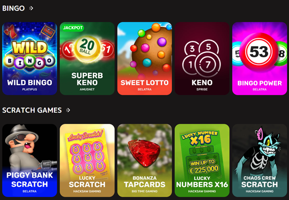 Bingo and scratch games at Iris Casino