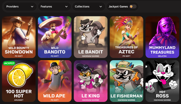Game categories at Iris Casino