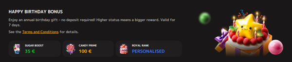 Happy Birthday bonus at Iris Casino