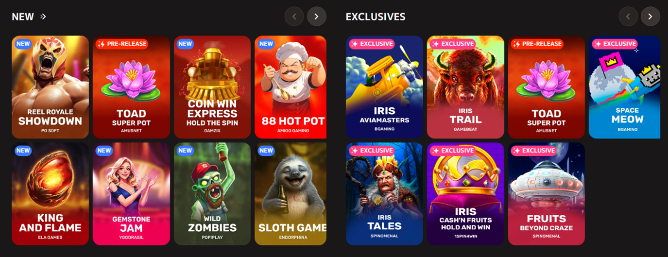 New and exclusive games at Iris Casino