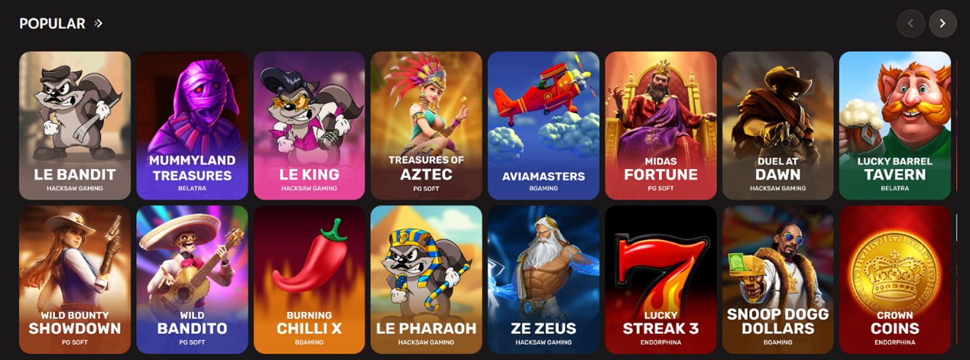 Popular games at Iris Casino