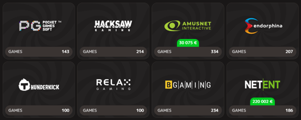 Game providers at Iris Casino